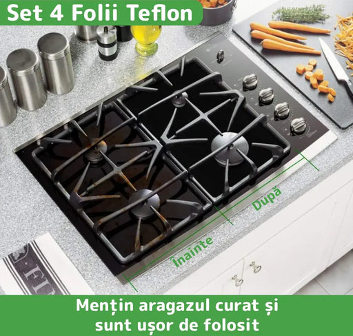 Set 4 Bucăți Protecție Aragaz Anti-Ardere și Anti-Murdărie – Ușor de Curățat și Sigur! Gospodaria Ta