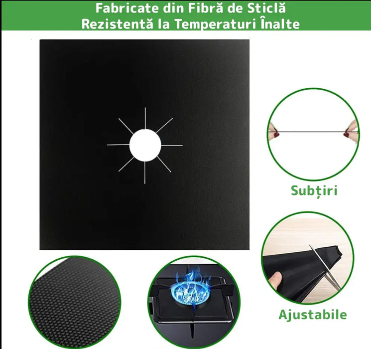 Set 4 Bucăți Protecție Aragaz Anti-Ardere și Anti-Murdărie – Ușor de Curățat și Sigur! Gospodaria Ta